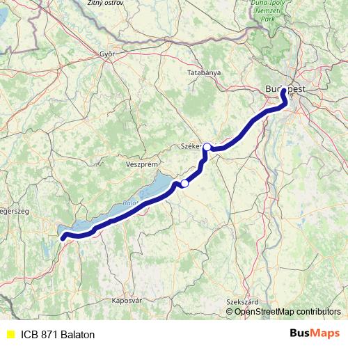 ICB 871 Balaton bus Line Map