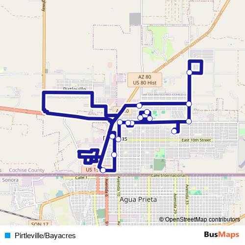 Pirtleville/Bayacres bus Line Map