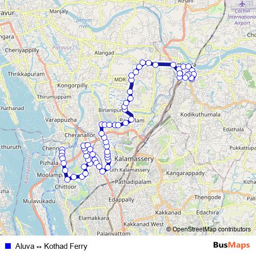 Aluva ↔ Kothad Ferry bus Line Map