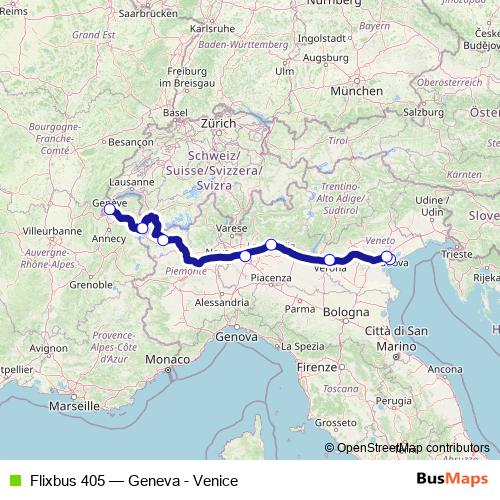 Flixbus 405 bus Line Map