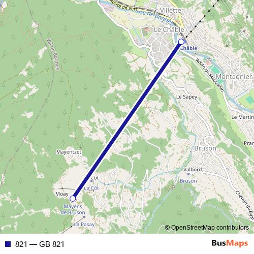821 cable-car Line Map