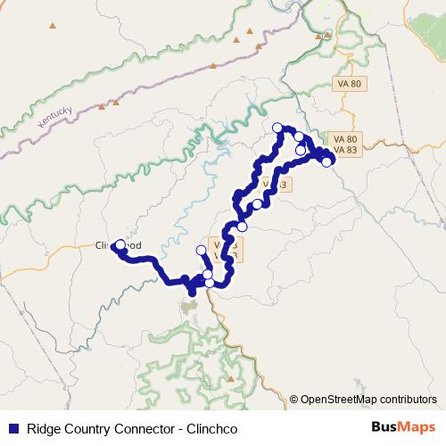 Ridge Country Connector - Clinchco bus Line Map