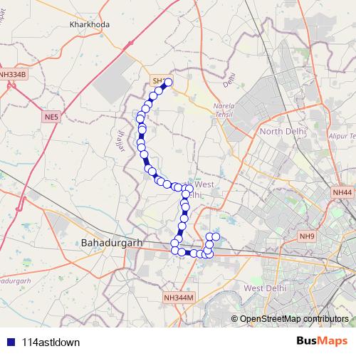 114astldown bus Line Map