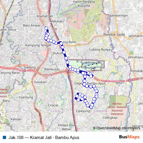 Jak.108 bus Line Map