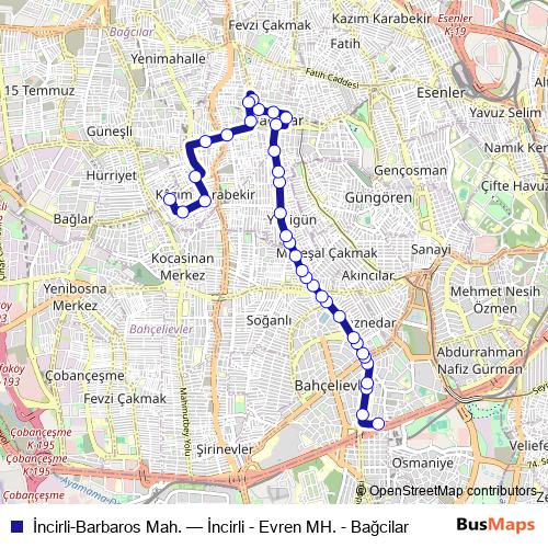 İncirli-Barbaros Mah. bus Line Map