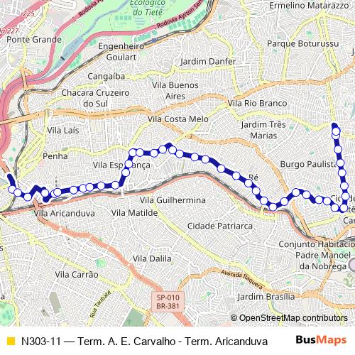 N303-11 bus Line Map