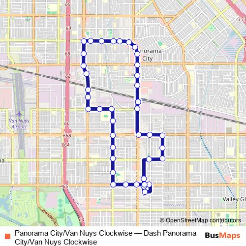 Panorama City/Van Nuys Clockwise bus Line Map