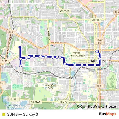 SUN 3 bus Line Map