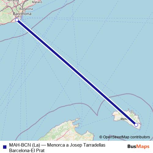 MAH-BCN (La) air Line Map