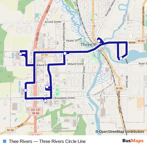 Thee Rivers bus Line Map
