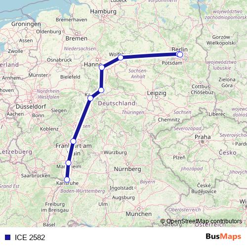 ICE 2582 rail Line Map
