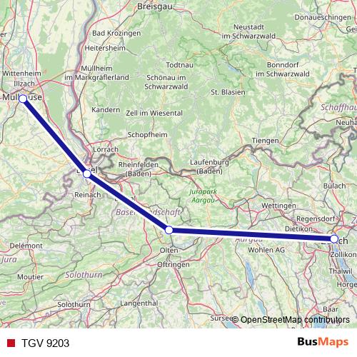 TGV 9203 rail Line Map