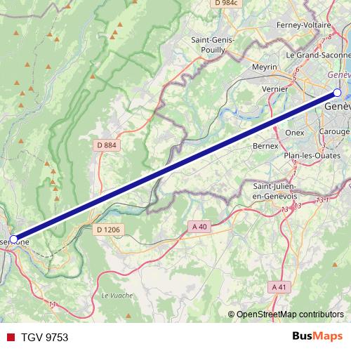 TGV 9753 rail Line Map