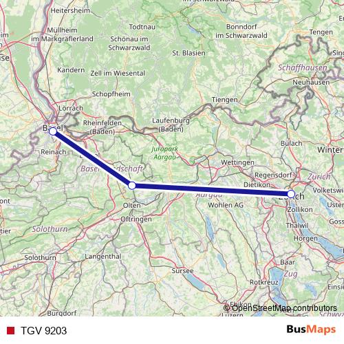 TGV 9203 rail Line Map