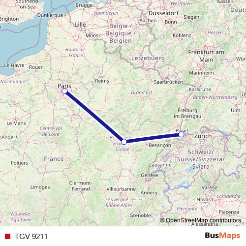TGV 9211 rail Line Map