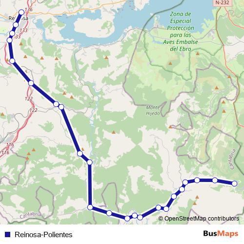Reinosa-Polientes bus Line Map