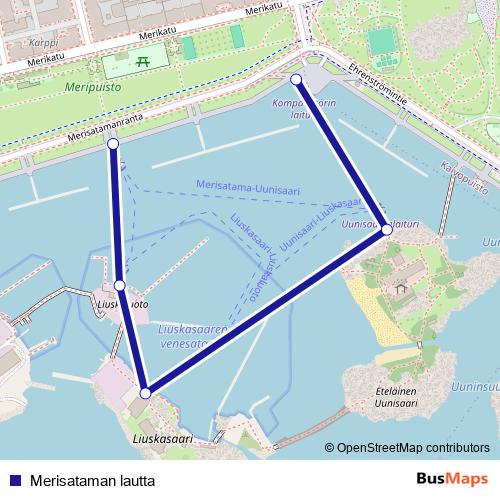 Merisataman lautta ferry Line Map