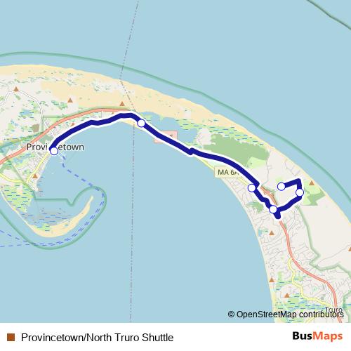 Provincetown/North Truro Shuttle bus Line Map