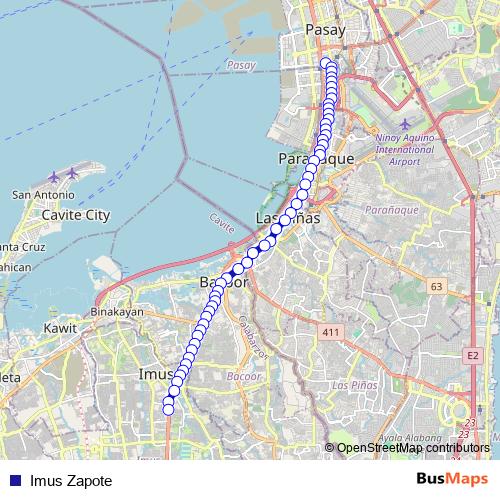 Imus Zapote bus Line Map