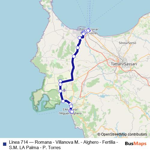 Linea 714 bus Line Map