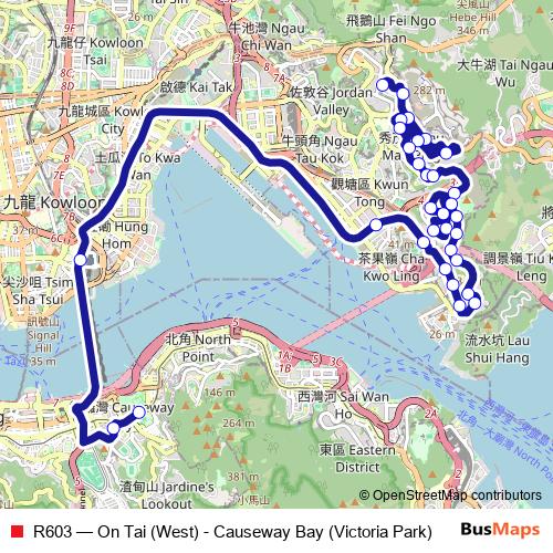 R603 bus Line Map