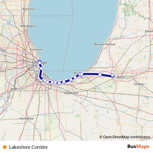 Lakeshore Corridor rail Line Map