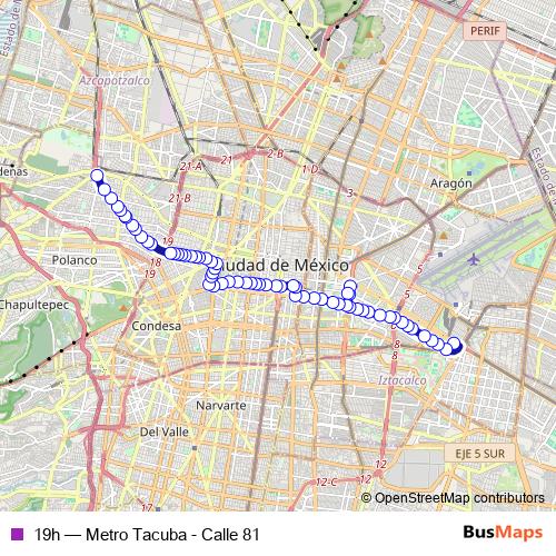 19h bus Line Map