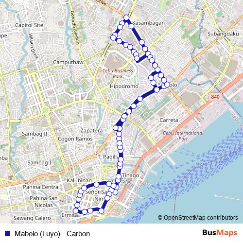 Mabolo (Luyo) - Carbon bus Line Map