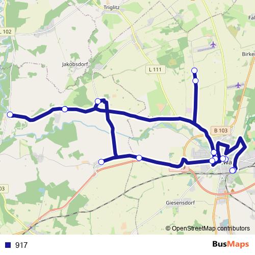 917 bus Line Map