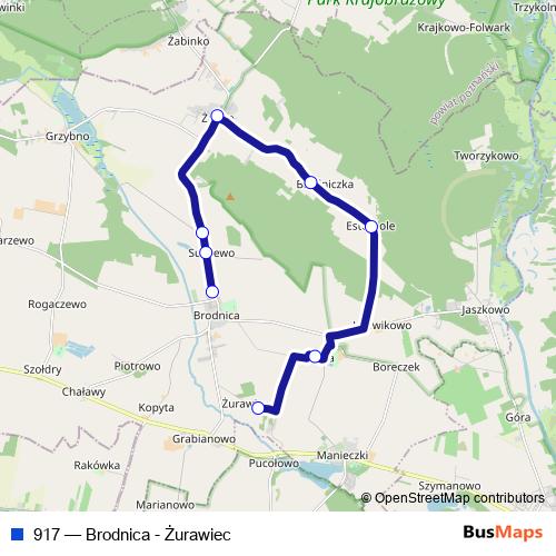 917 bus Line Map