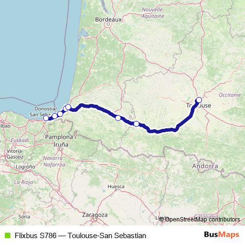 Flixbus S786 bus Line Map