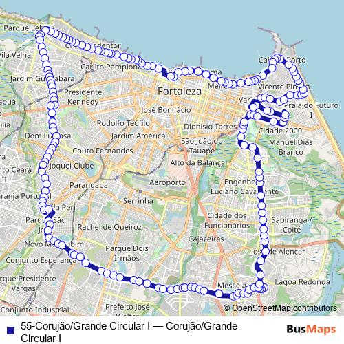 55-Corujão/Grande Circular I bus Line Map