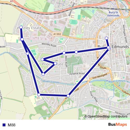 M88 bus Line Map
