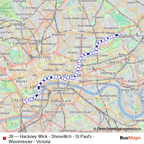 26 bus Line Map