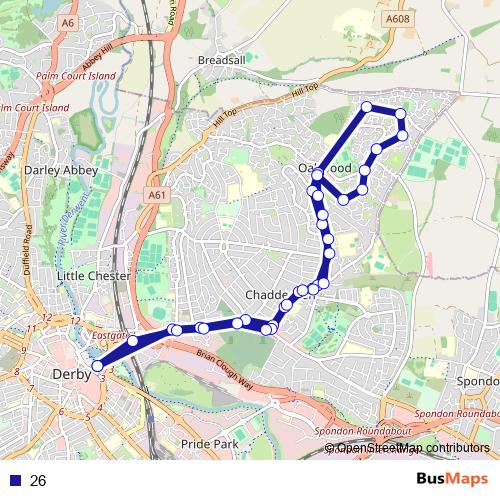 26 bus Line Map