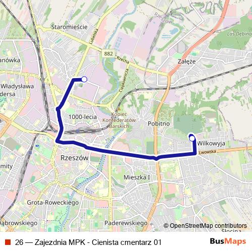 26 bus Line Map
