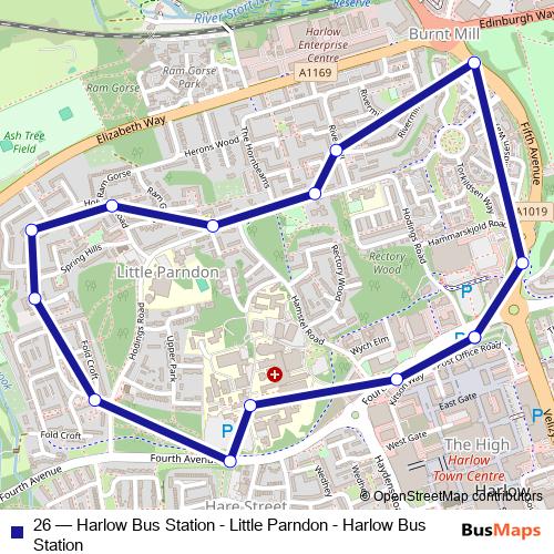 26 bus Line Map