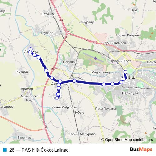 26 bus Line Map