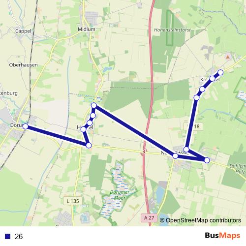 26 bus Line Map