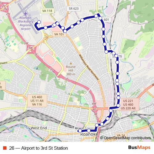 26 bus Line Map