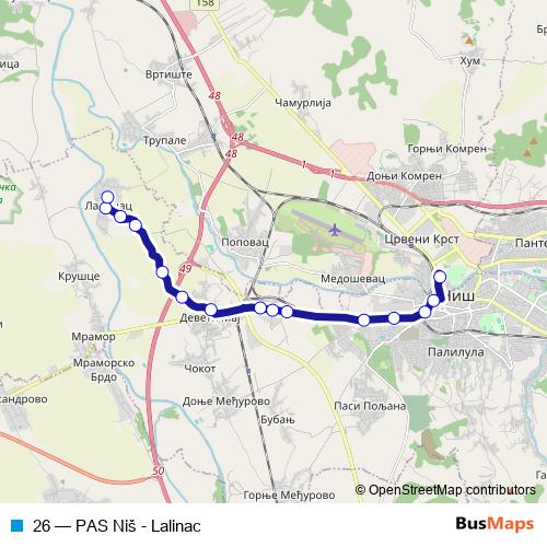 26 bus Line Map