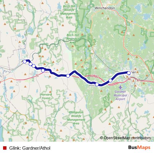 Glink: Gardner/Athol bus Line Map