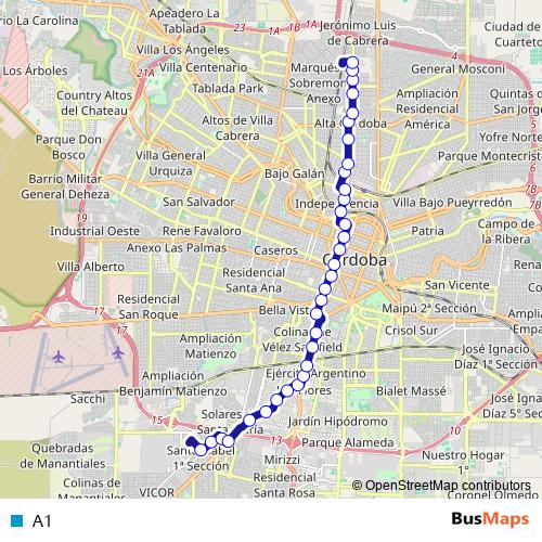 A1 trolleybus Line Map