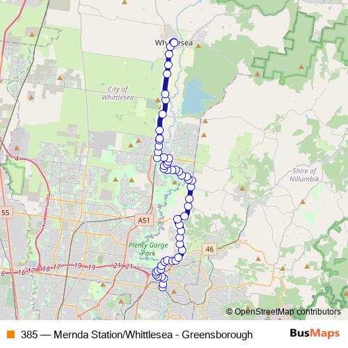 385 bus Line Map