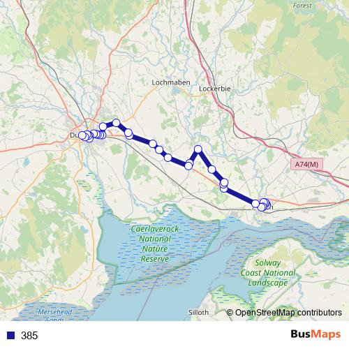 385 bus Line Map