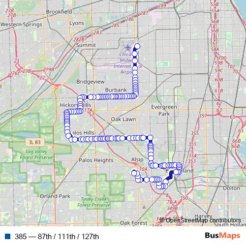 385 bus Line Map