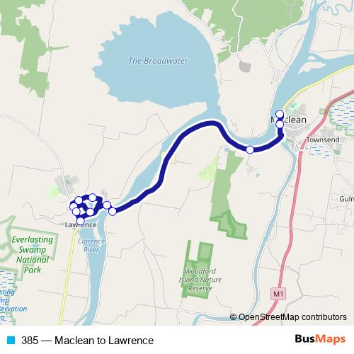 385 bus Line Map