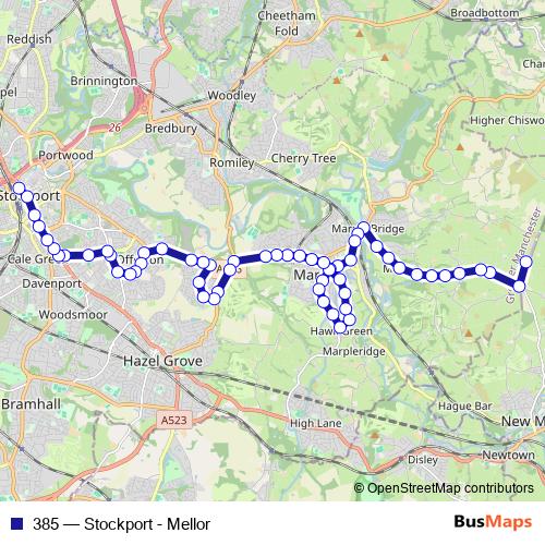 385 bus Line Map