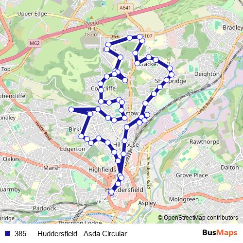 385 bus Line Map