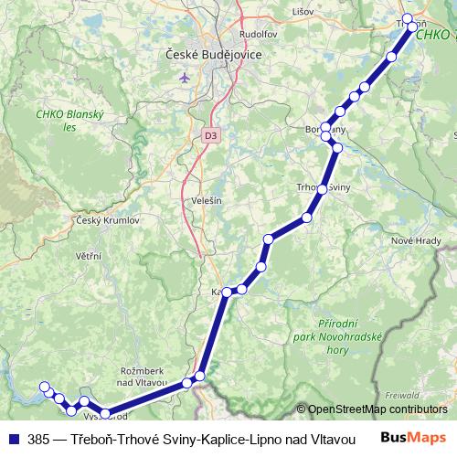 385 bus Line Map